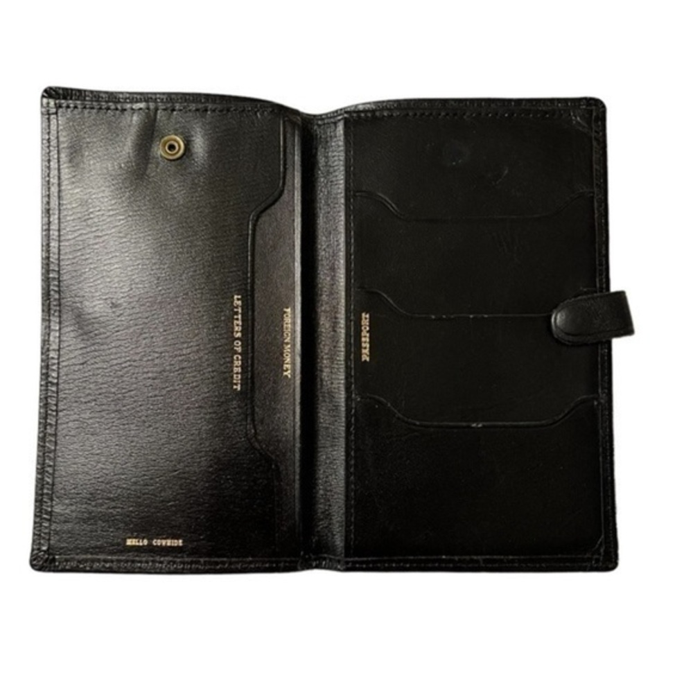 Vintage Mello Cowhide black leather passport case / wallet